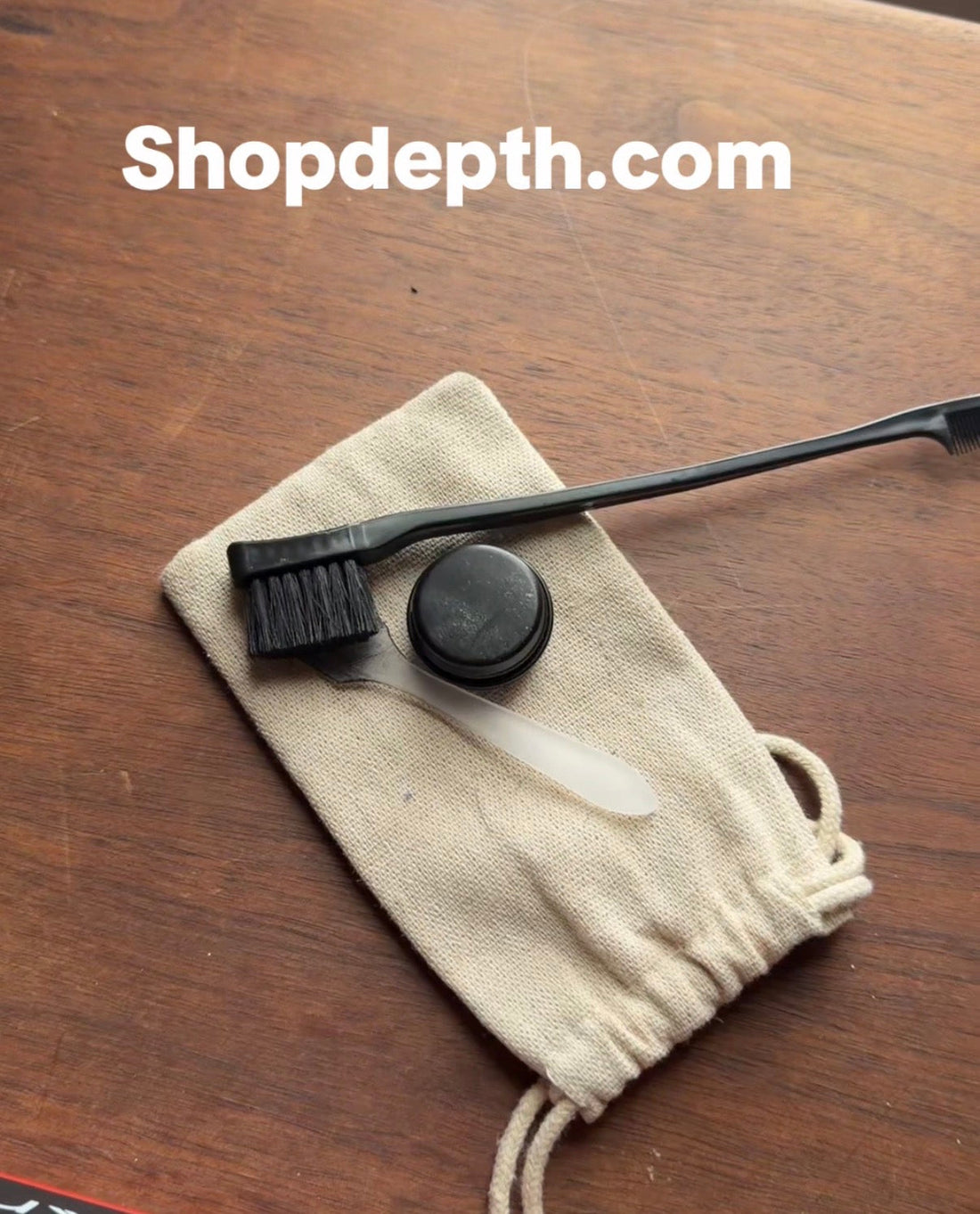 DEPTH matte beard density balm with beard brush tool